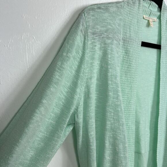 Eileen Fisher Linen Cotton Slub Open Front Cardigan In Pale Aqua Size M - Picture 3 of 10